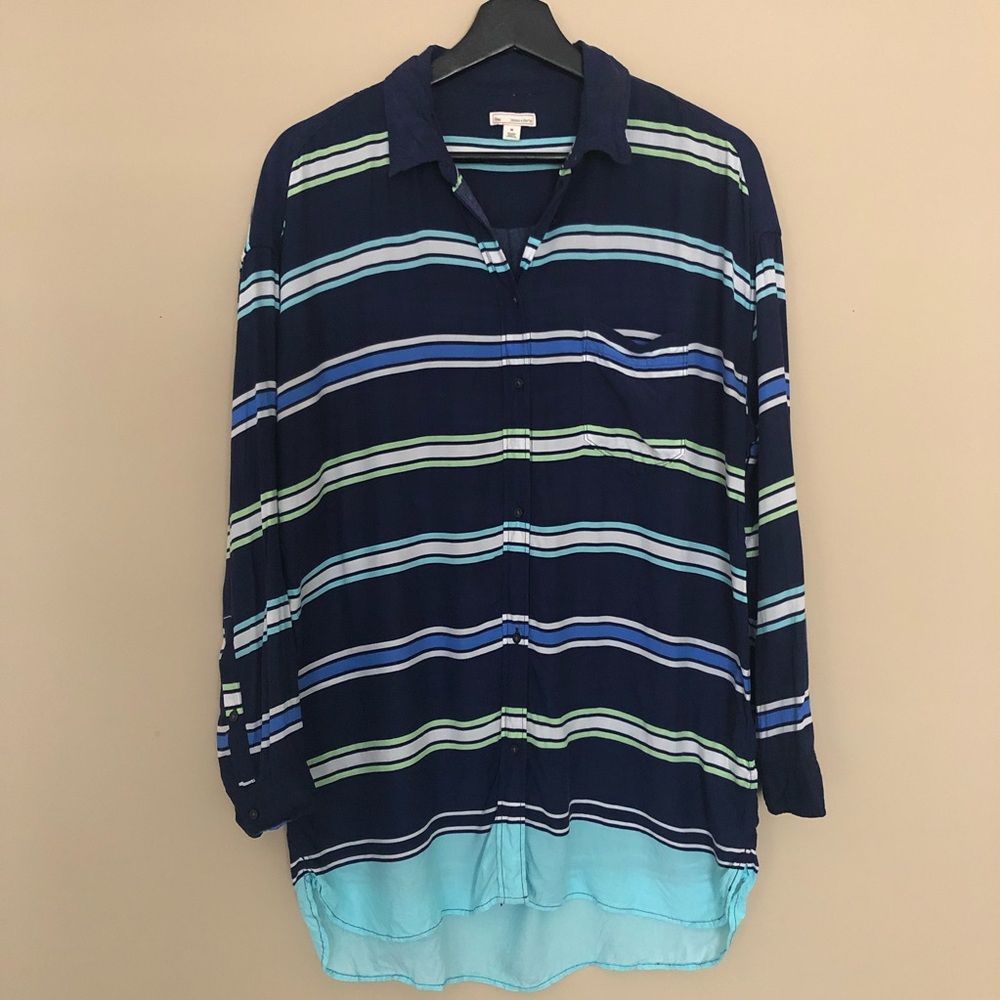 GAP Oversize Striped 3/4 Sleeve Blouse